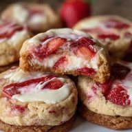 Cookies fourrés au cheesecake à la fraise