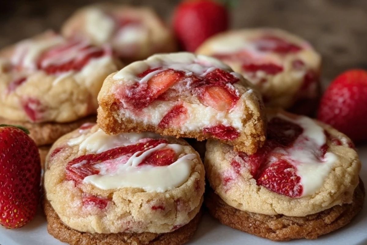 Cookies fourrés au cheesecake à la fraise