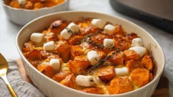 Patates douces au four avec des guimauves