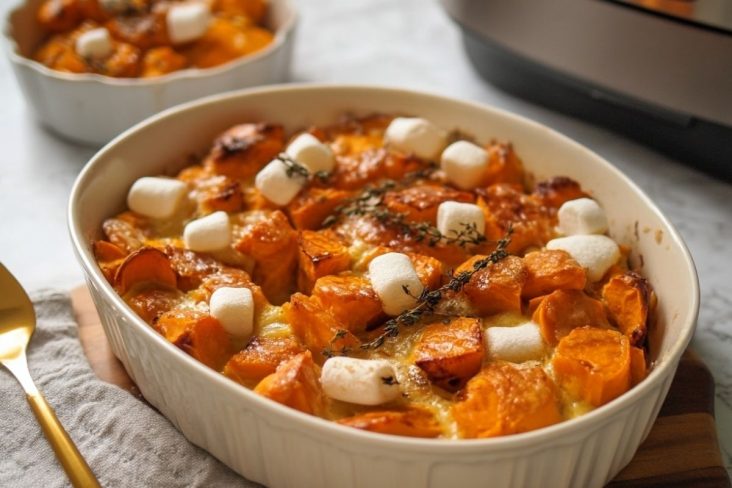 Patates douces au four avec des guimauves