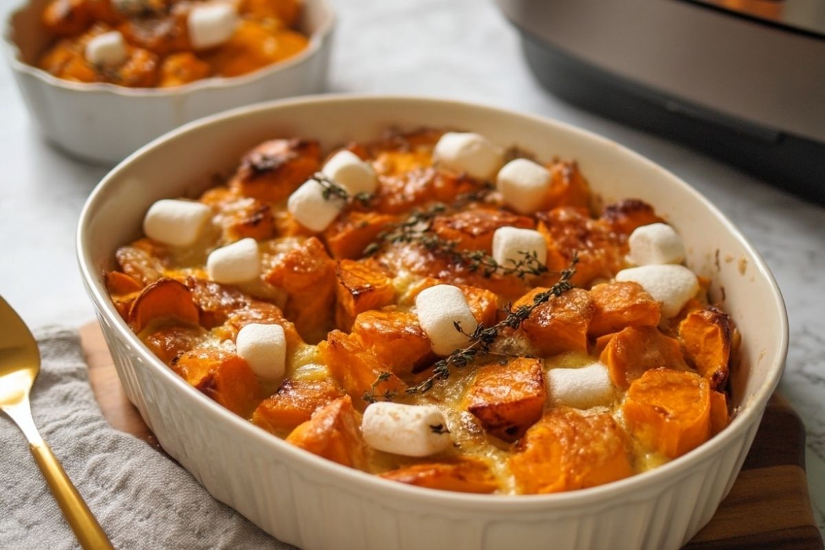 Patates douces au four avec des guimauves