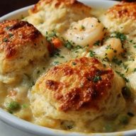 Brouillade de Fruits de Mer aux Biscuits au Cheddar