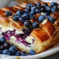 Casserole De Croissant Aux Myrtilles Et Fromage Frais