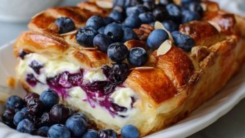 Casserole De Croissant Aux Myrtilles Et Fromage Frais