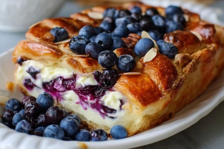 Casserole De Croissant Aux Myrtilles Et Fromage Frais
