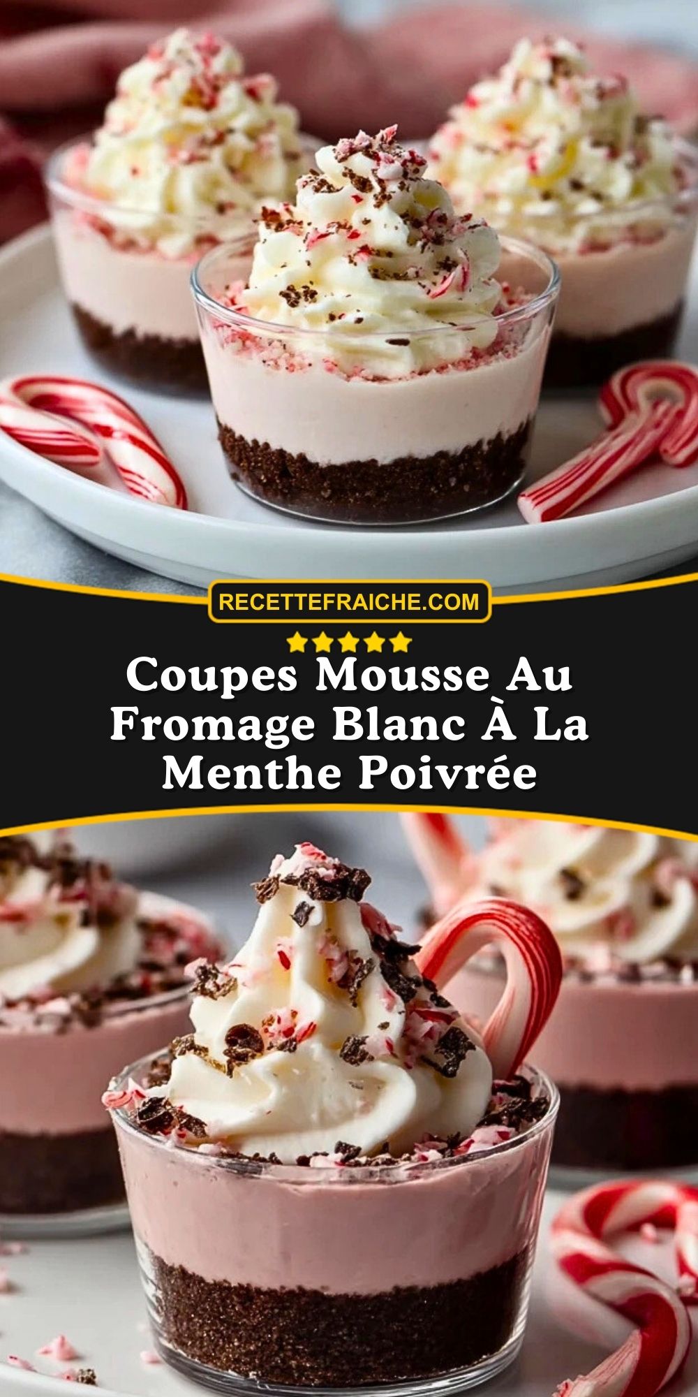 Coupes Mousse Au Fromage Blanc À La Menthe Poivrée
