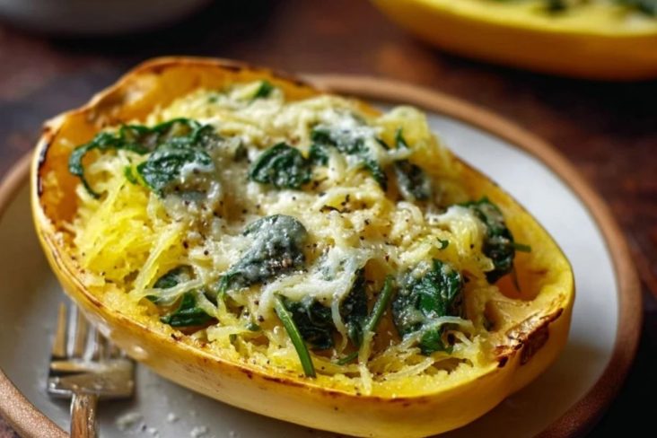 Courge Spaghetti aux Épinards et Fromage