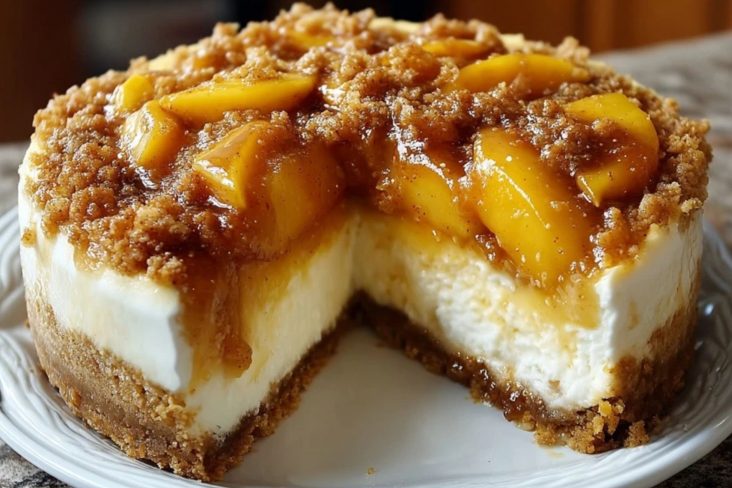 Gâteau Au Fromage Crémeux Avec Pêches