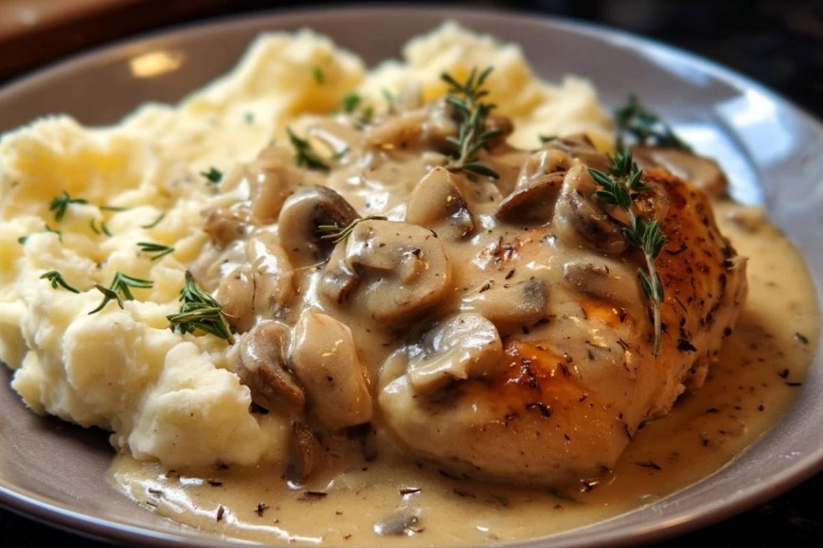 Poulet Crémeux Cuit Lentement Avec Sauce