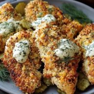 Poulet Pané au Parmesan et Cornichons Aneth