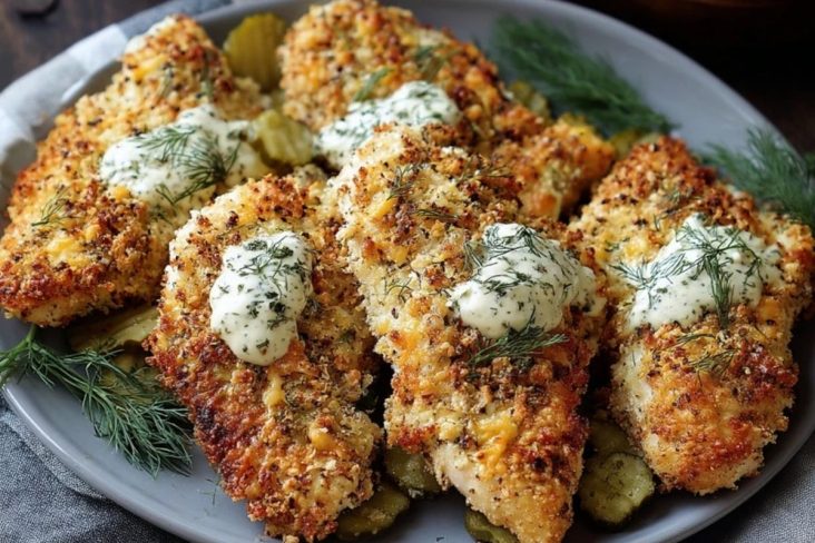 Poulet Pané au Parmesan et Cornichons Aneth