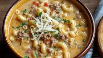 Soupe Macaroni Cheeseburger À Un Seul Plat