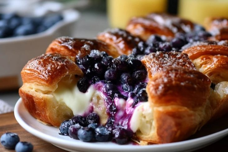 Casserole De Croissants Aux Myrtilles Et Fromage À La Crème