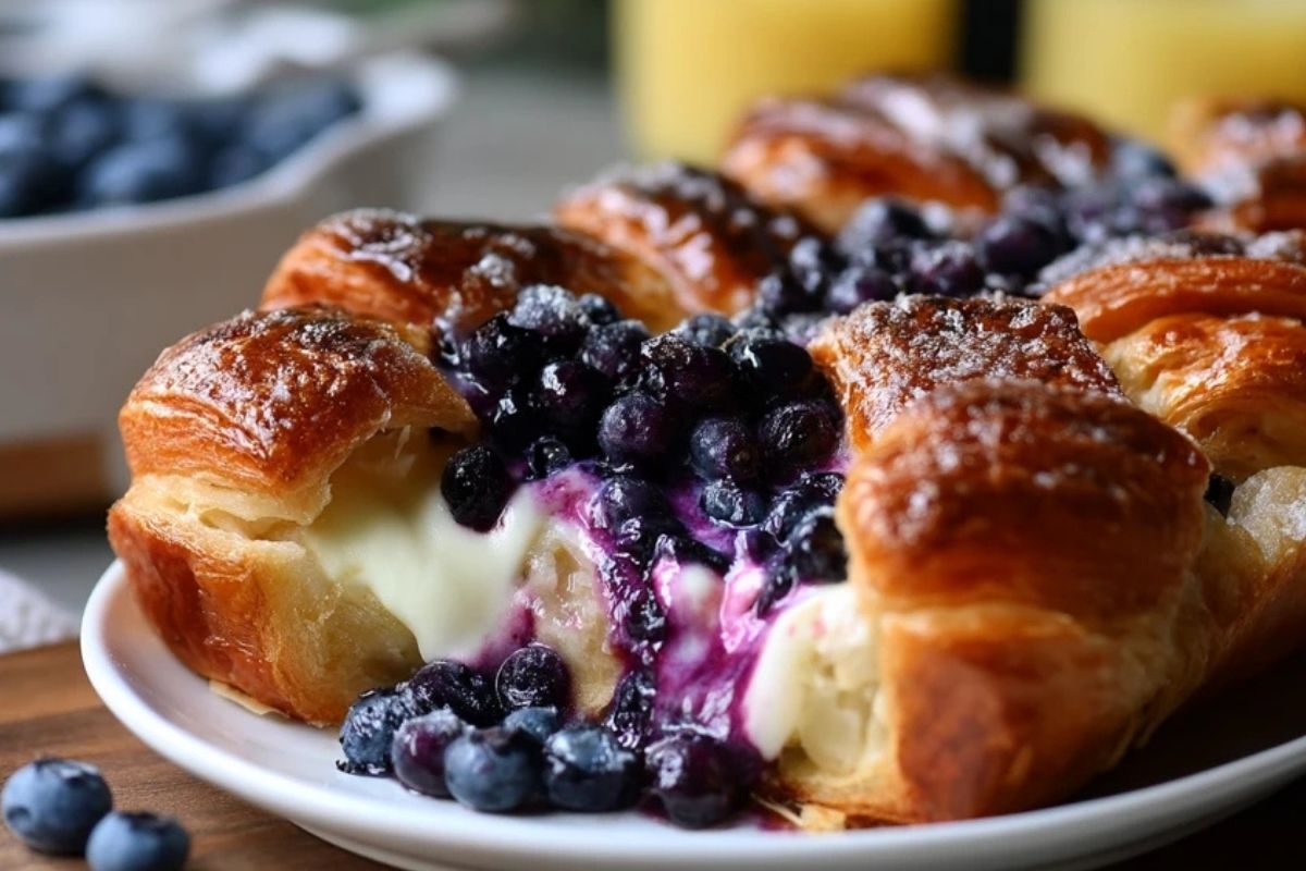 Casserole De Croissants Aux Myrtilles Et Fromage À La Crème