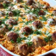 Casserole De Riz Aux Boulettes De Viande Et Fromage