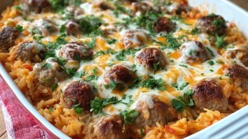 Casserole De Riz Aux Boulettes De Viande Et Fromage