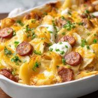 Casserole de Pierogi Facile aux Saucisses