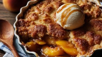 Cobbler Aux Pêches Vanillées Et Croûte Sucrée