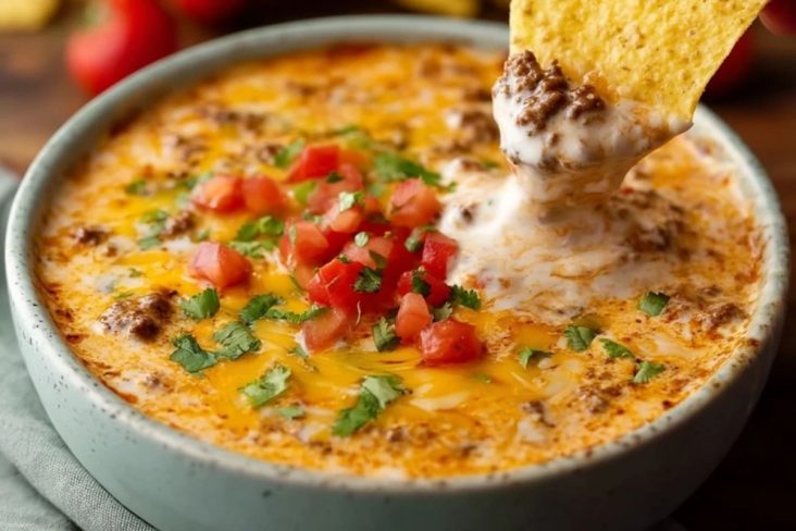 Dip Fromage Fondu Avec Viande Hachée Et Crème Acide