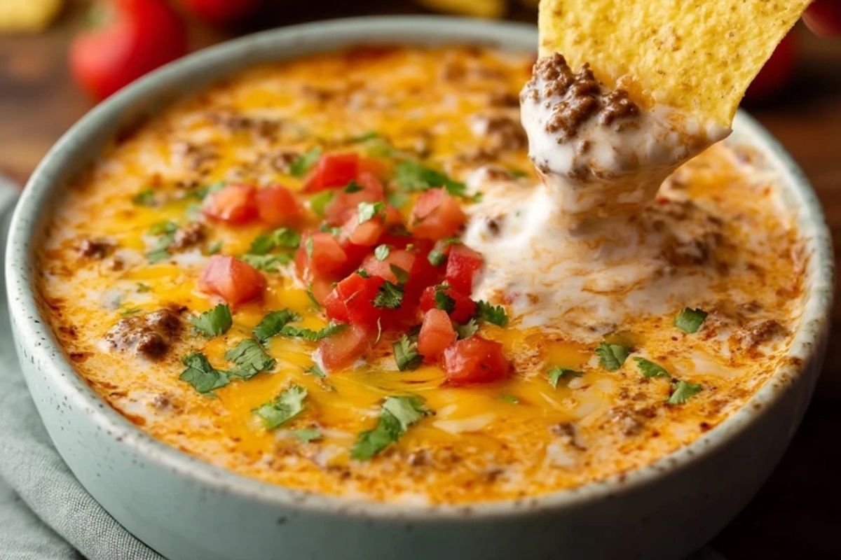 Dip Fromage Fondu Avec Viande Hachée Et Crème Acide