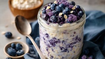 Flocons Davoine À La Cottage Cheese Et Myrtilles Préparés La Nuit