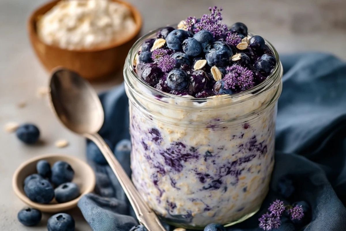 Flocons Davoine À La Cottage Cheese Et Myrtilles Préparés La Nuit