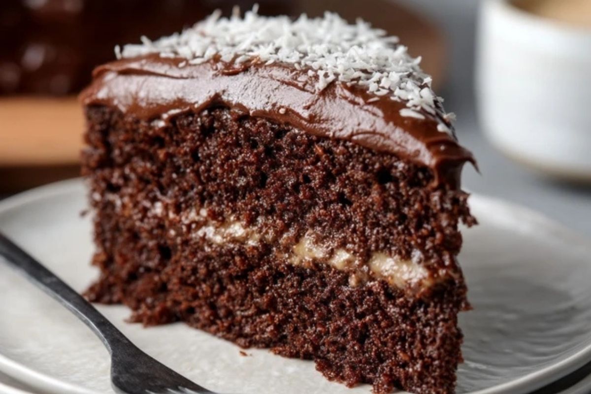 Gâteau Moelleux Au Chocolat Et À La Noix De Coco Avec Ganache Au Chocolat