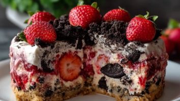 Gâteau aux Fraises avec Émietté dOreo