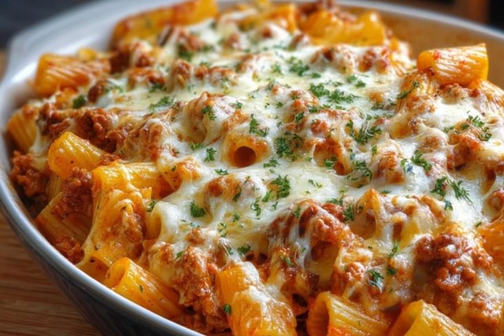 Gratin De Rigatoni Au Bœuf Et Fromage