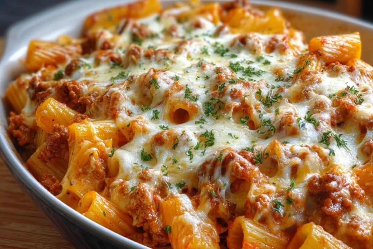 Gratin De Rigatoni Au Bœuf Et Fromage