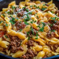 Pâtes À LAil Et Au Bœuf Haché