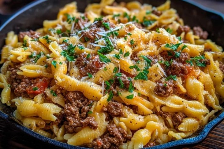 Pâtes À LAil Et Au Bœuf Haché