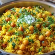 Riz au Curcuma et Pois Chiches