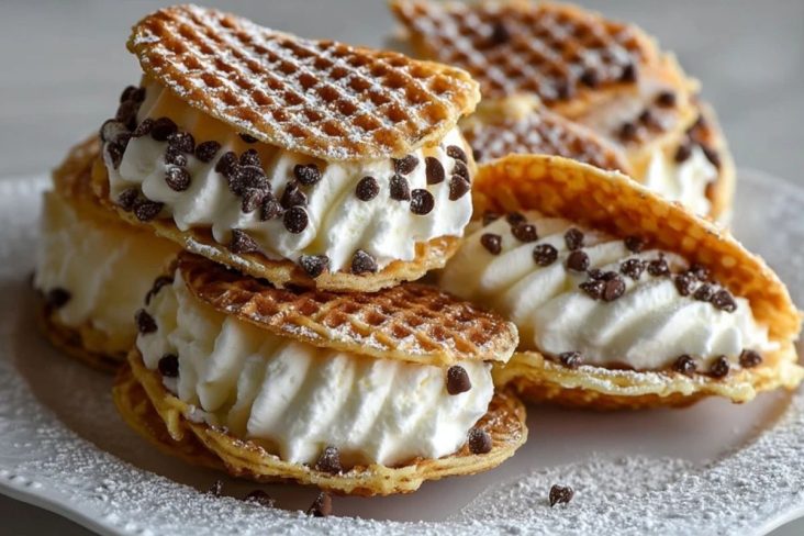 Sandwiches Pizzelle Fourrées Aux Cannoli
