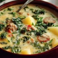 Soupe Classique Aux Saucisses, Chou Frisé Et Pommes De Terre