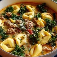 Soupe De Tortellini Aux Saucisses Et Au Kale