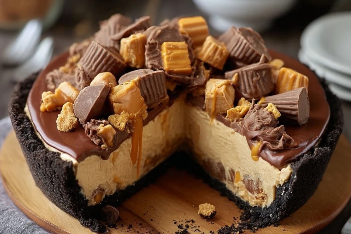 Tarte Géante au Beurre de Cacahuète et Chocolat