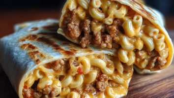 Wrap De Macaroni Au Fromage Et Viande Hachée