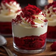 Coupes De Velours Rouge Avec Mousse Vanille