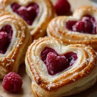Danishes Aux Framboises En Forme De Cœur
