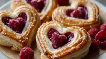 Danishes Aux Framboises En Forme De Cœur