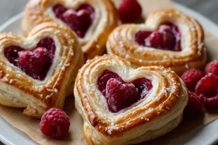 Danishes Aux Framboises En Forme De Cœur