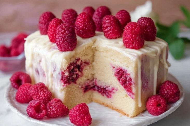 Gâteau Blanc Au Chocolat Et Framboises