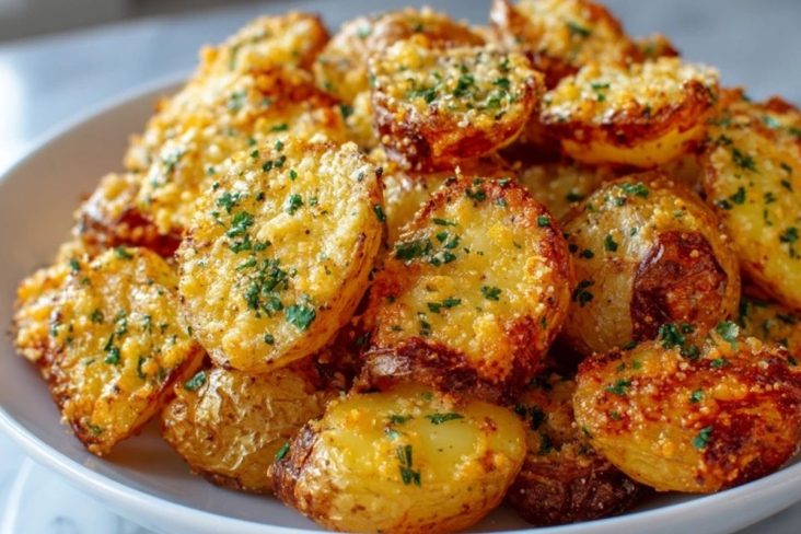 Pommes De Terre Croustillantes Au Fromage Et À LAil