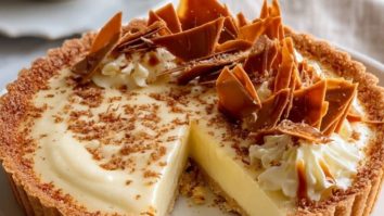 Tarte À La Crème DŒuf Avec Des Éclats De Caramel